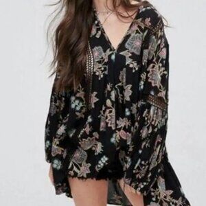 Free People Just The Two Of Us Floral Embroidered Tunic M